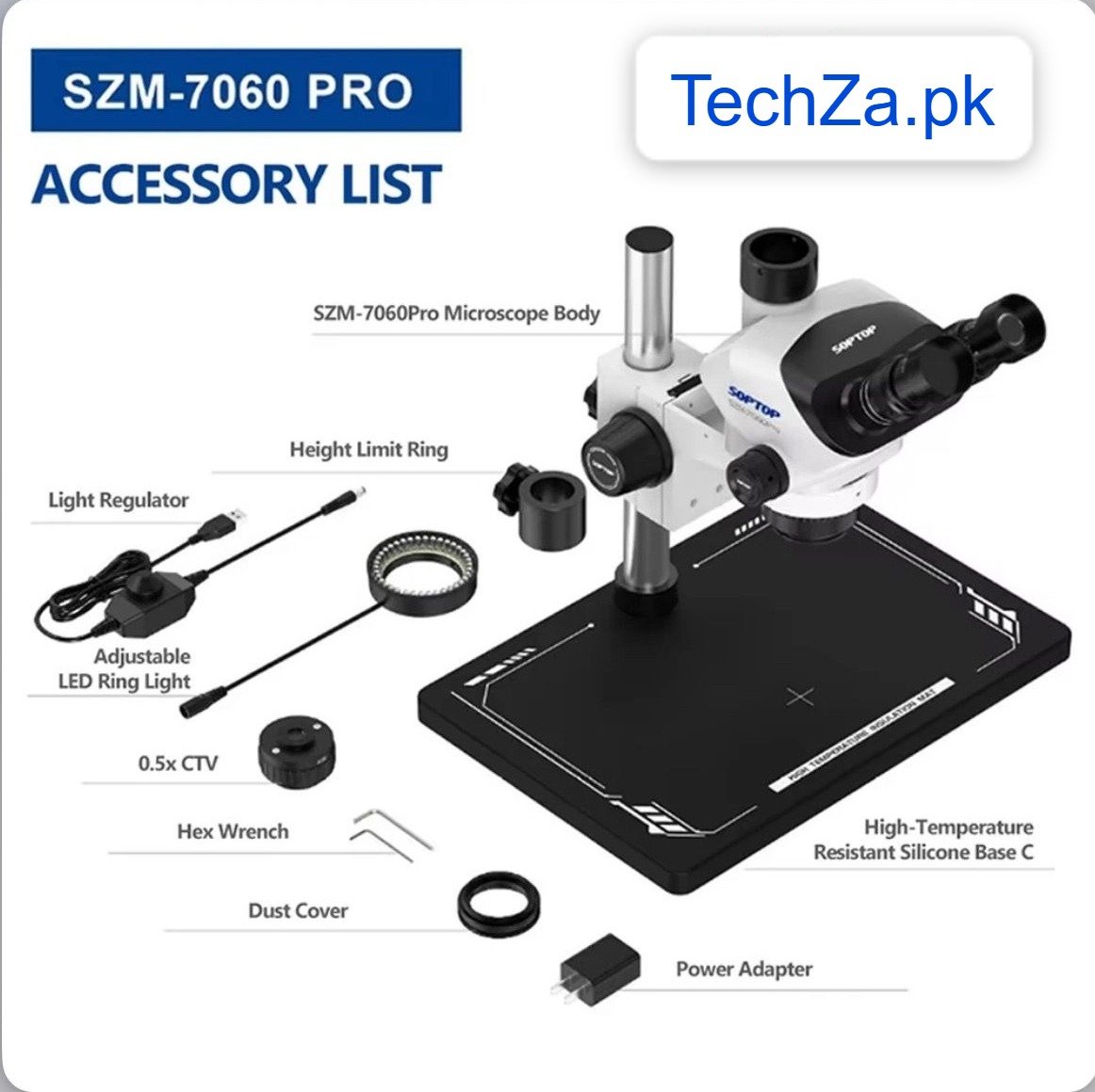 SZM-7060PRO SOPTOP 7-60X ZOOM TRINOCULAR STEREO MICROSCOPE — image 2