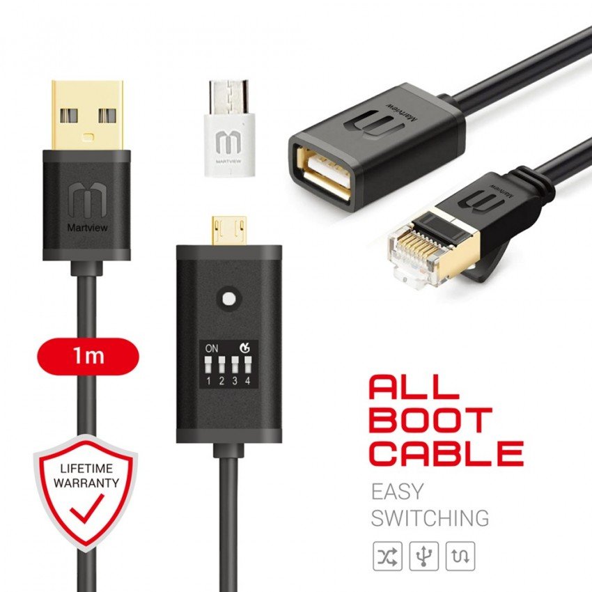 Martview All Boot Cable (EASY SWITCHING) – includes FREE Martview Micro USB to Type‑C Adapter